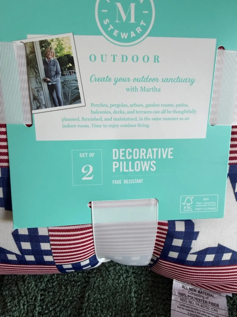 Martha Stewart Red White & Blue Patriotic Star 🇺🇸 Patchwork Throw Pillows NEW!